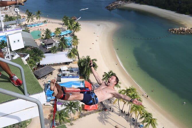 Bungy Jump - The view across Siloso Beach