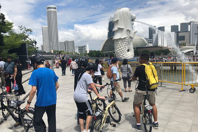 Past And Present Singapore Bike Tour - Merlion Park and the Marina Bay skyline