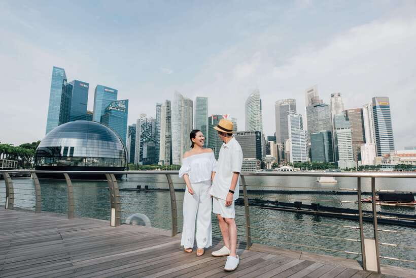 Singapore: Moments in the City Private Photography Session - The Helix Bridge gives you a strong first backdrop